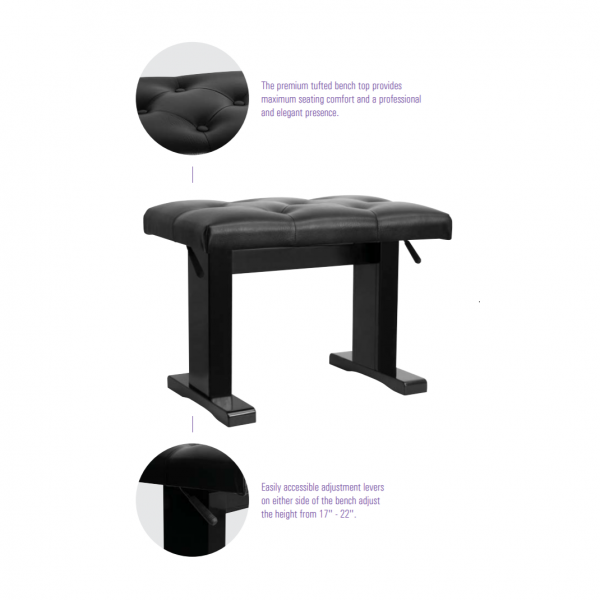 Hydraulic adjustable artist bench, black gloss base - Image 3